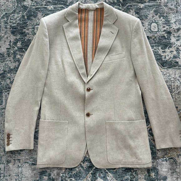 Hermes Other - HERMES Mens linen and cotton neutral sport coat blazer jacket